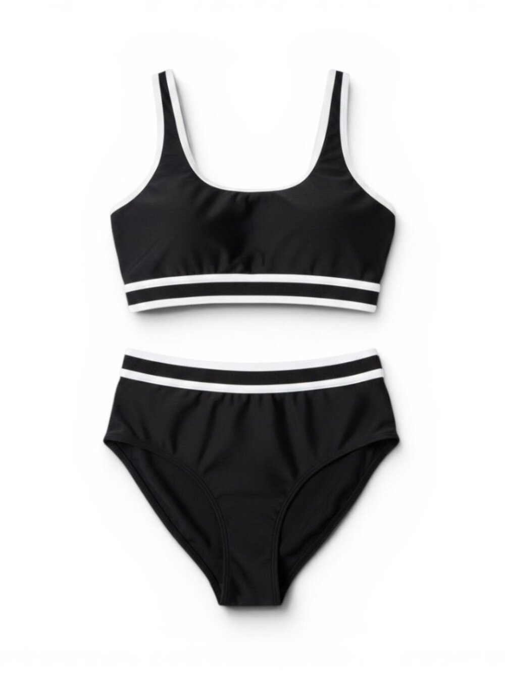 Black & White High-Waist Bikini Set - Women Swim Bikinis